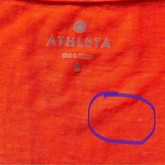 Athleta Bright Orange V-Neck Shirt - Size: Small - Picture 3 of 7